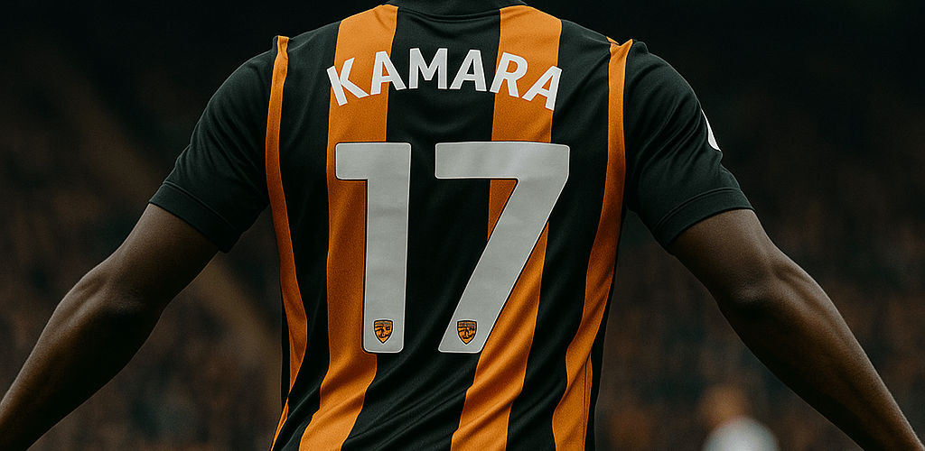Abu Kamara celebrating a goal for Hull City