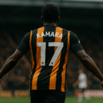 Abu Kamara celebrating a goal for Hull City