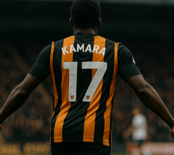 Abu Kamara celebrating a goal for Hull City