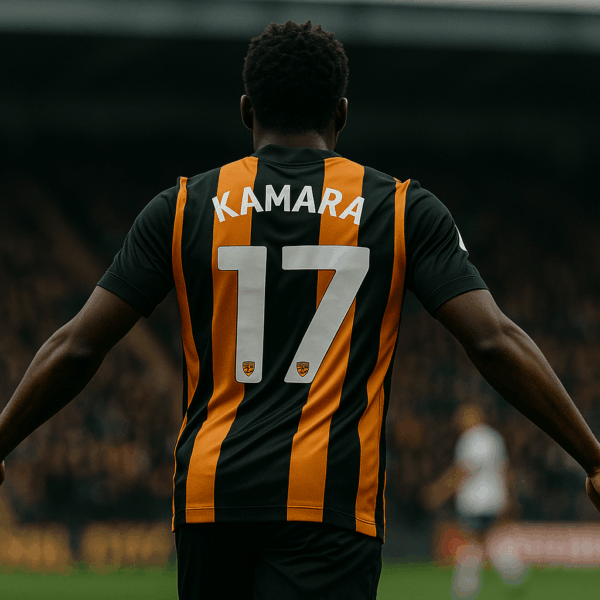 Abu Kamara celebrating a goal for Hull City